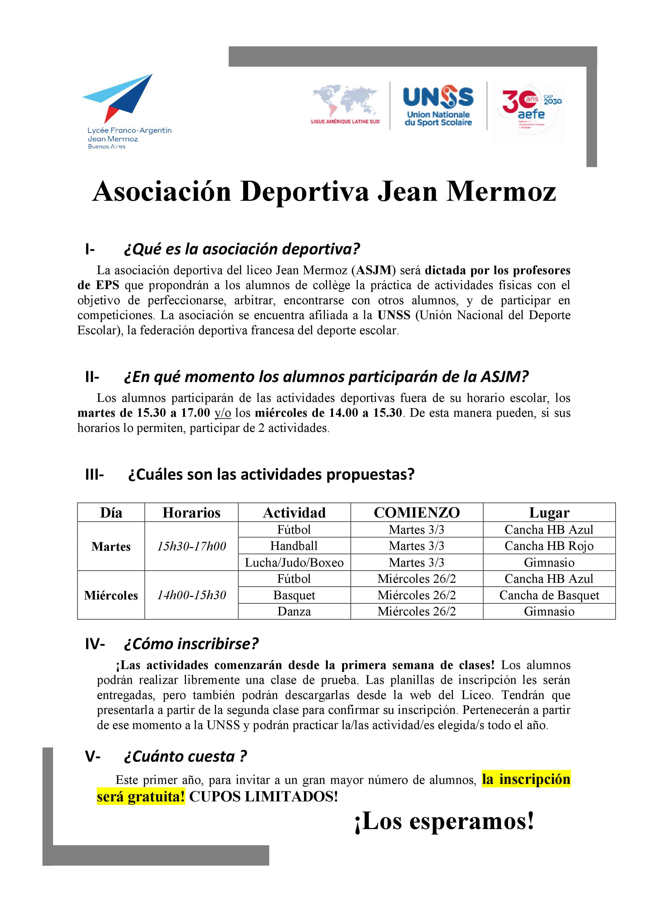 Presentación Asociación Deportiva Jean Mermoz 2020