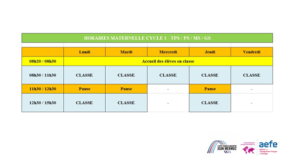horaires cycle1
